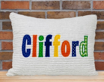 Personalized  Name Pillow - Multi Color Applique