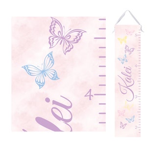 Butterflies Growth Chart - Pastel Watercolor Height Chart Ruler