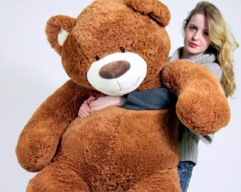 Big Plush Giant Teddy Bear Five Feet Tall Cinnamon Brown Color Soft Smiling Big Teddybear 5 Foot Bear