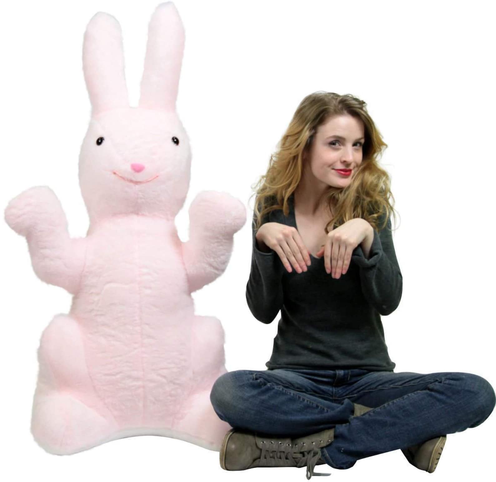 American Made Giant Stuffed Bunny Pink Soft 42 Inch Big Plush Rabbit - Etsy