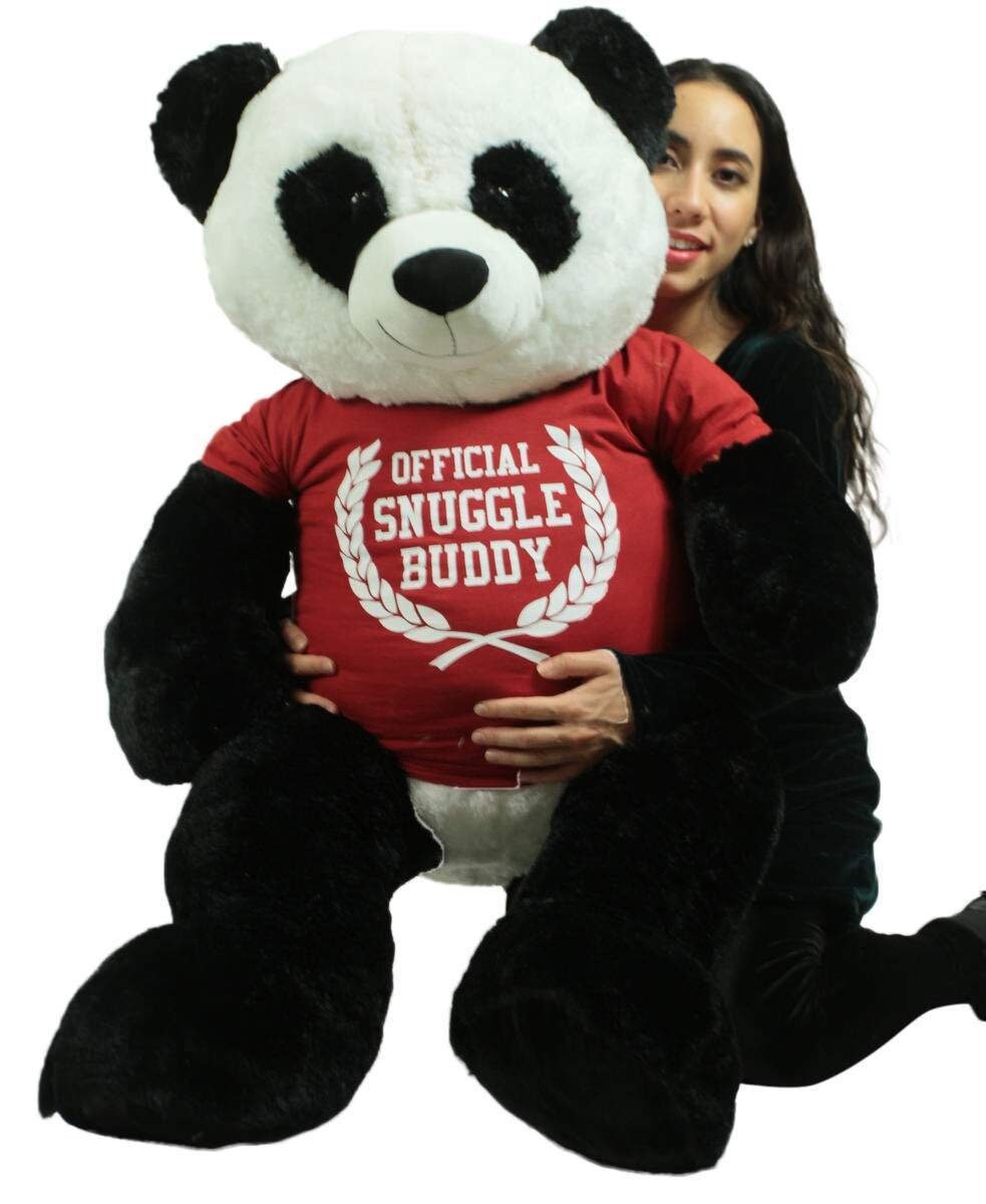 Giant Stuffed Panda 48 Inch Soft 4 Foot Teddy Bear Wears Tshirt Official Snuggle Buddy Etsy