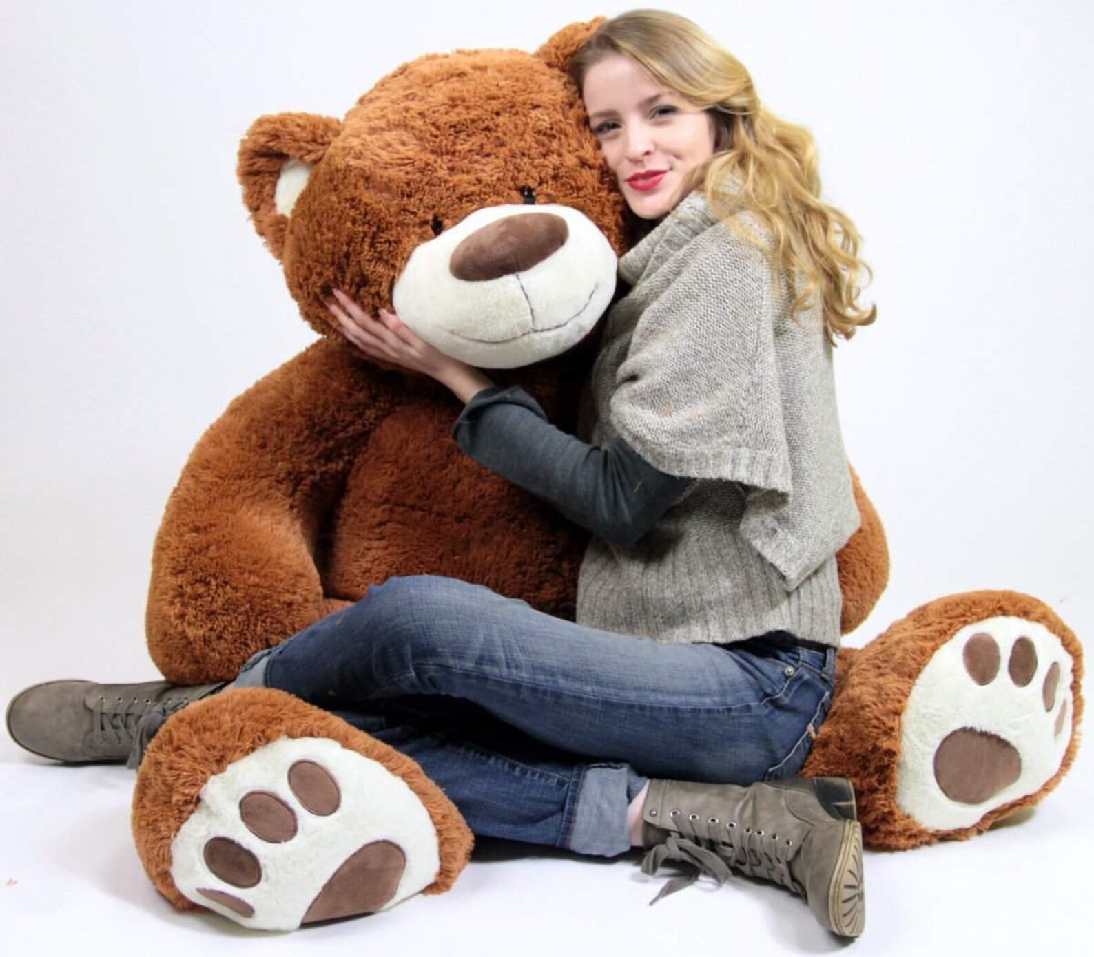 Big Plush Giant Teddy Bear Five Feet Tall Cinnamon Brown Color Etsy