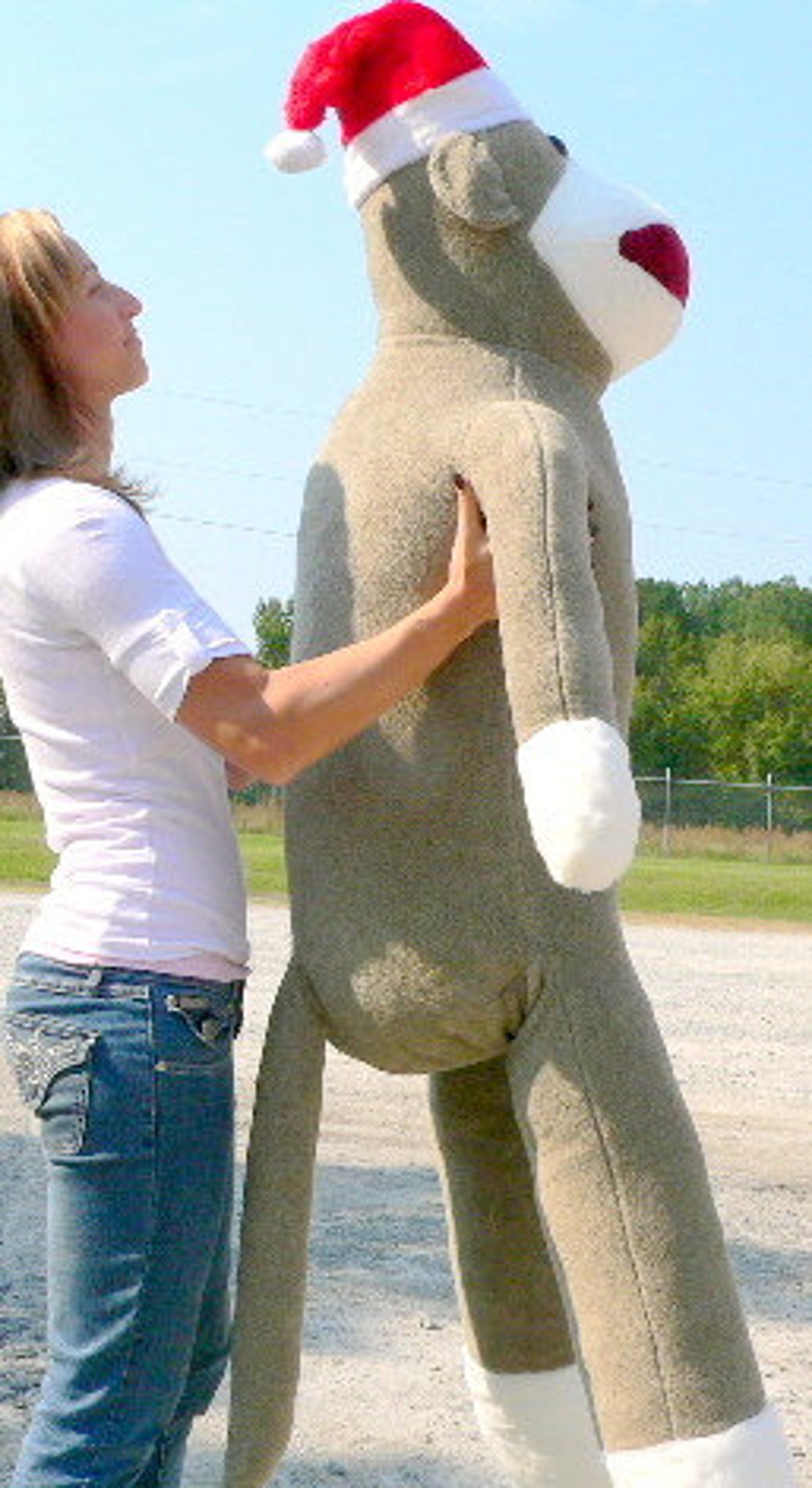 American Made Giant Sock Monkey Dressed for Christmas 6 Feet Etsy