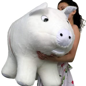 American Made Giant Stuffed Pig 32 Inch Soft White Big Plush Hog Farm Animal