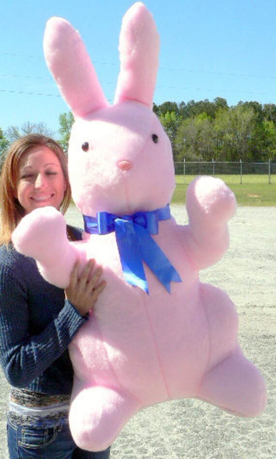 Giant Stuffed Bunny Rabbit 3 and 1/2 Feet Tall Pink Color Etsy