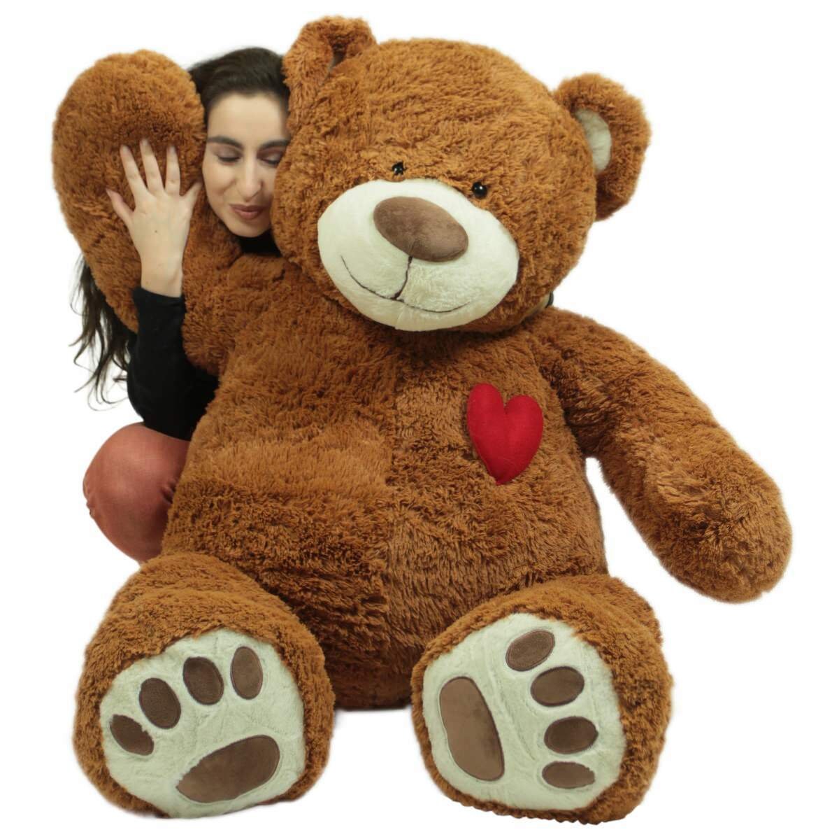 Big Plush Giant 5 Foot Teddy Bear with Heart on Chest Honey Etsy