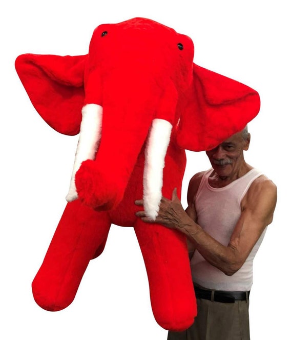 Big Plush American Made Giant Stuffed Red Elephant 48 Inch Huge Stuffed Animal Etsy