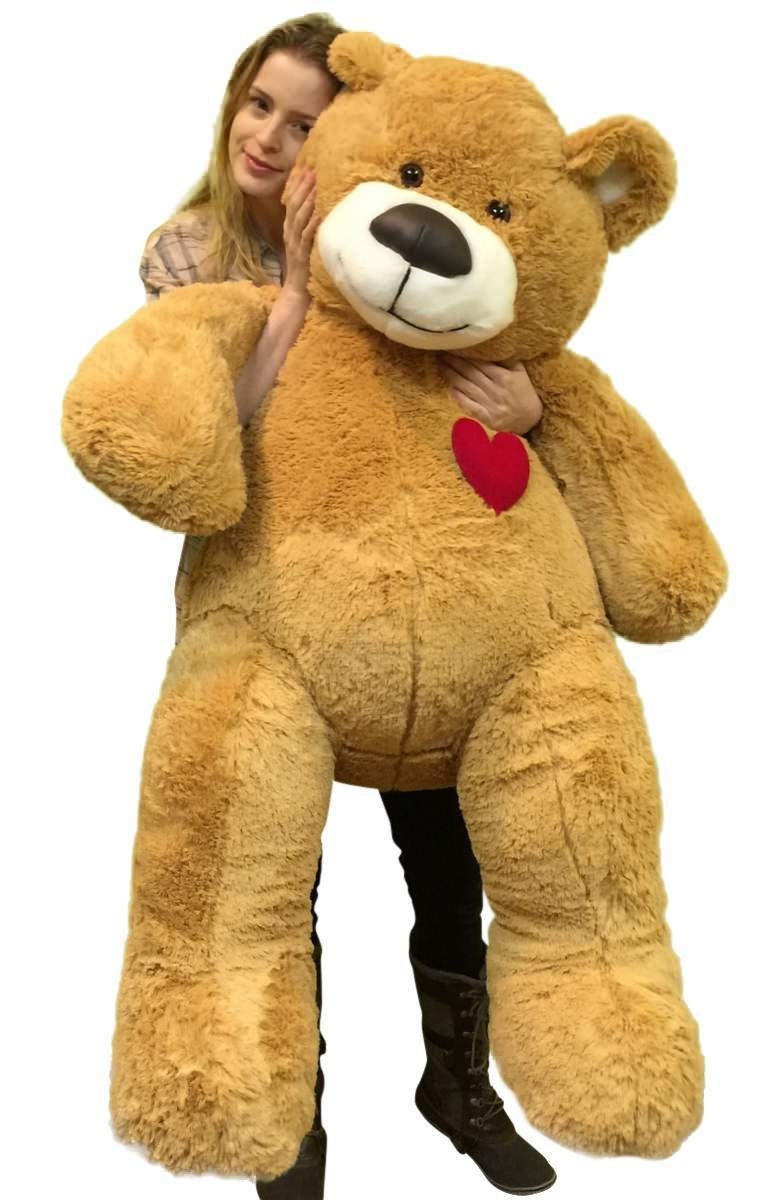Giant Teddy Bear 55 Inch Heart on Chest to Express Love Tan Soft New Big Plush Teddybear Etsy