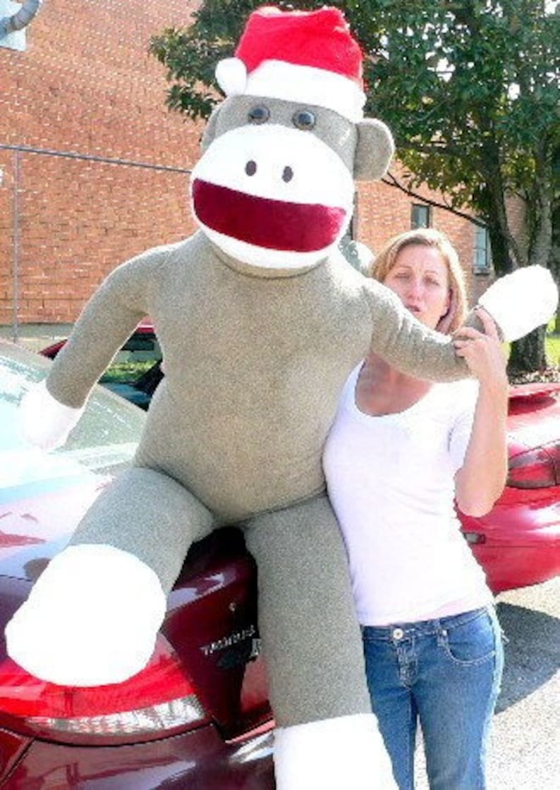 American Made Giant Sock Monkey Dressed for Christmas 6 Feet - Etsy