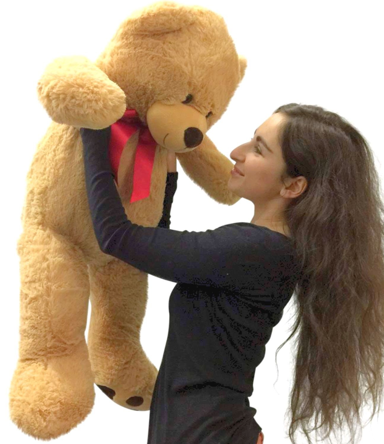 Big Plush Oso de peluche gigante personalizado de 5 pies de alto, tu nombre  o mensaje impreso en el lazo de cinta de cuello de color azul del oso