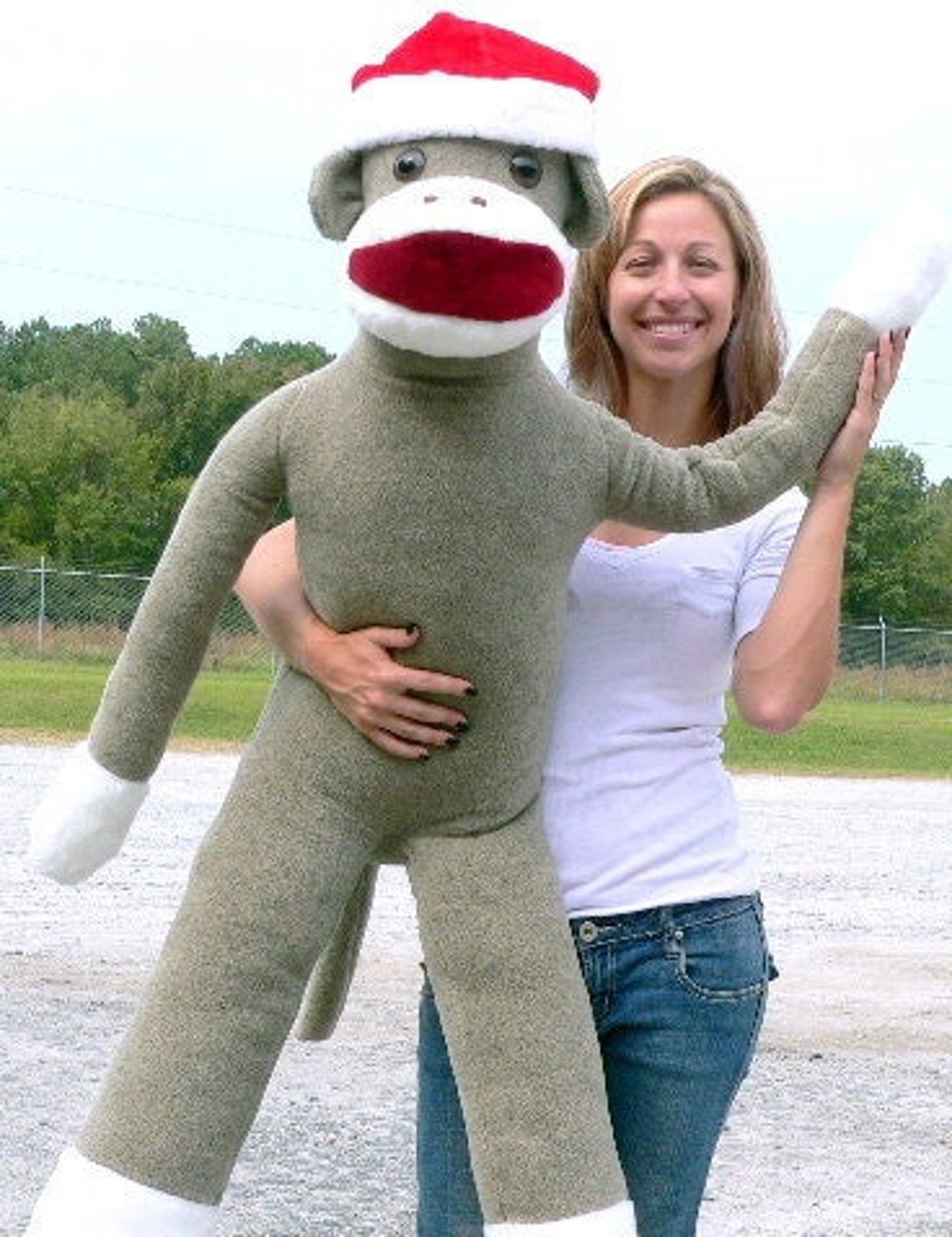 American Made Big Plush Christmas Sock Monkey 54 Inches Tall Wearing ...