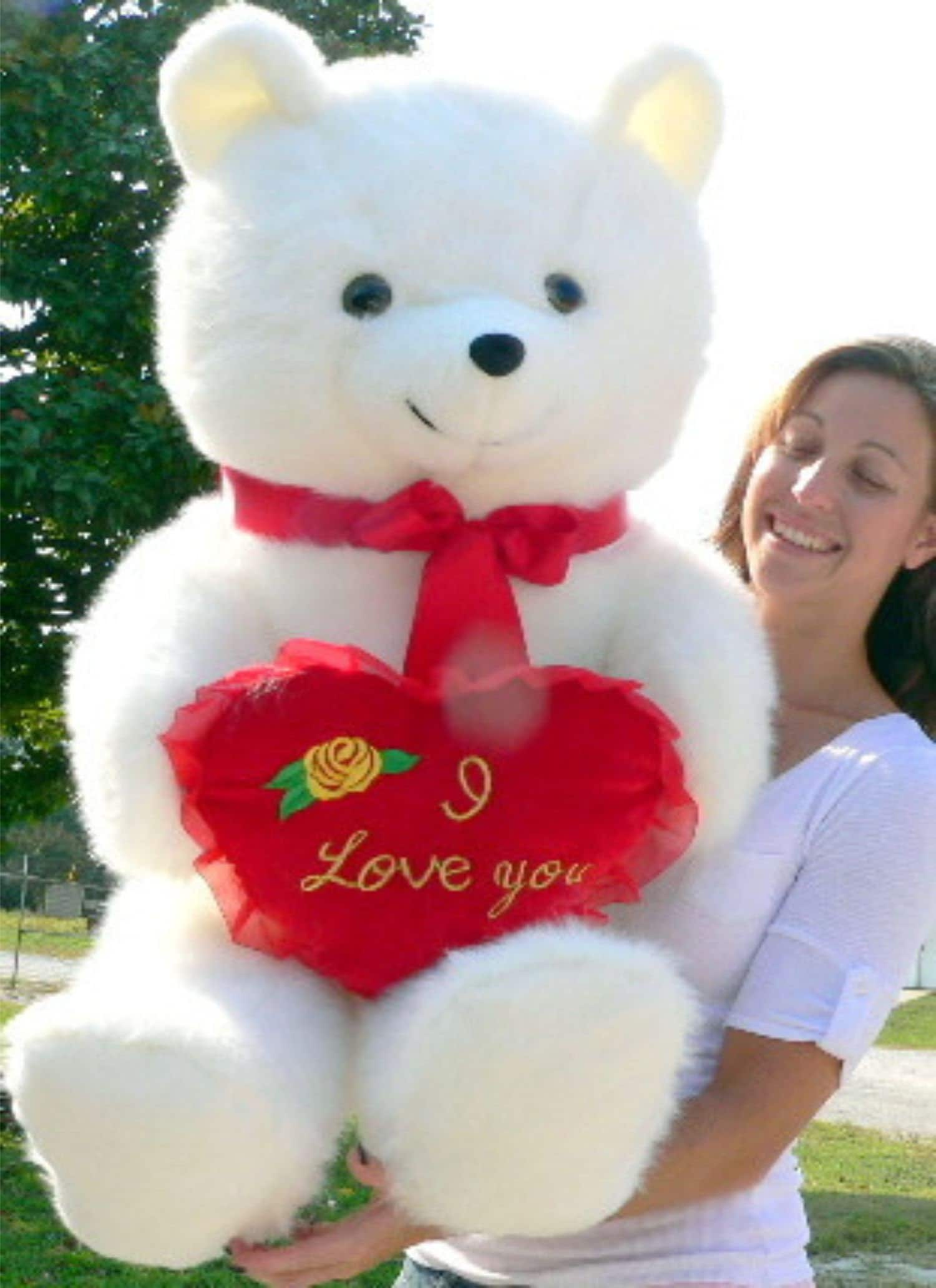 Peluche ours blanc I love you cœur rouge sur Cadeaux et Anniversaire