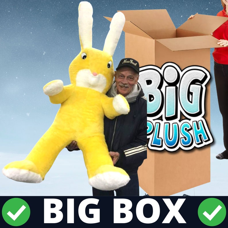 American Made Giant Stuffed Yellow Bunny 60 Inch Soft Big Plush Rabbit ...