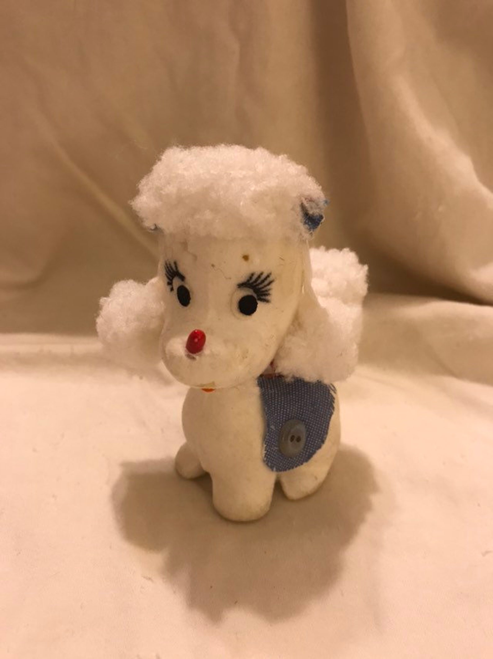 Small flocked plastic poodle toy Etsy