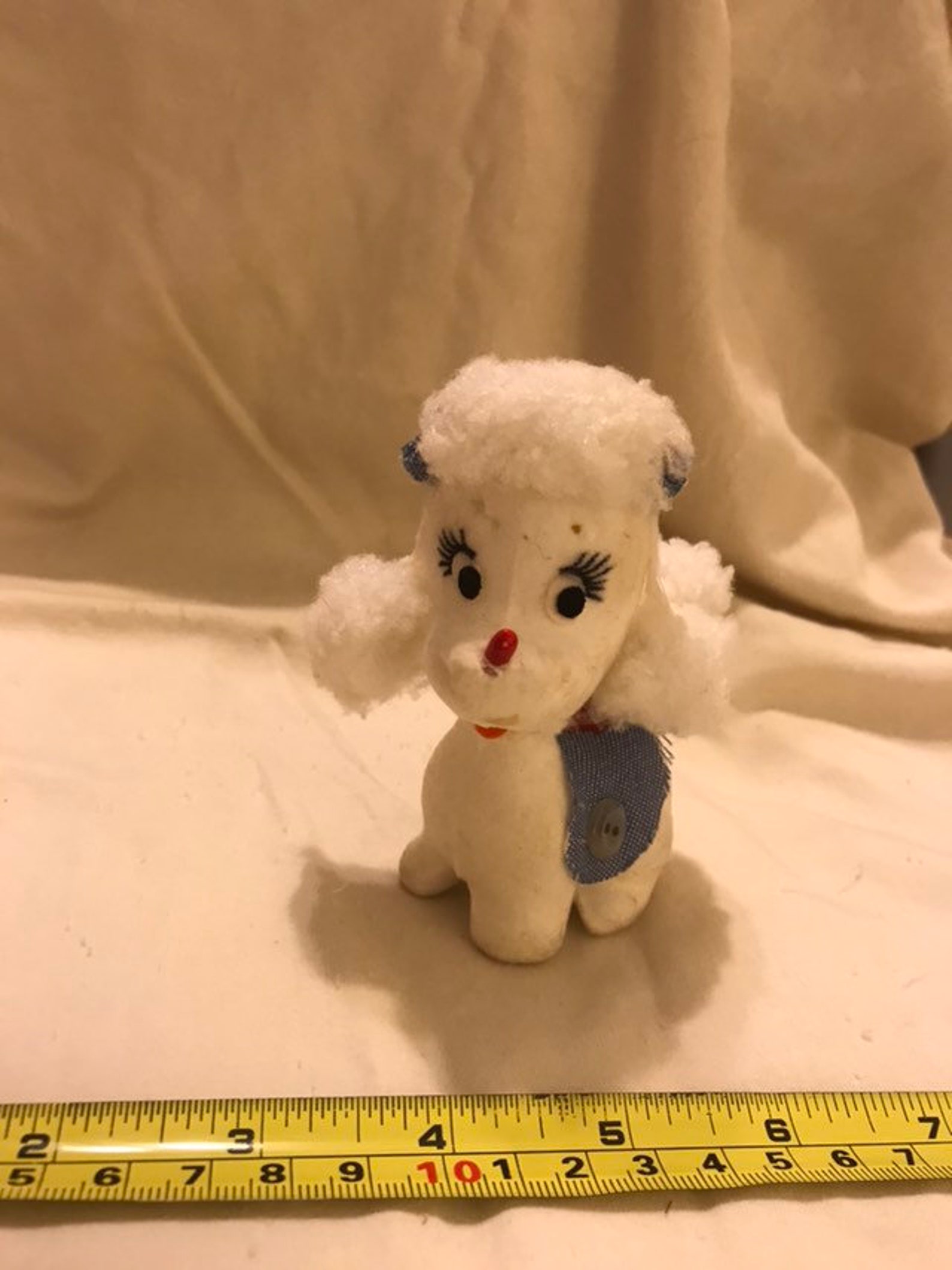 Small flocked plastic poodle toy Etsy