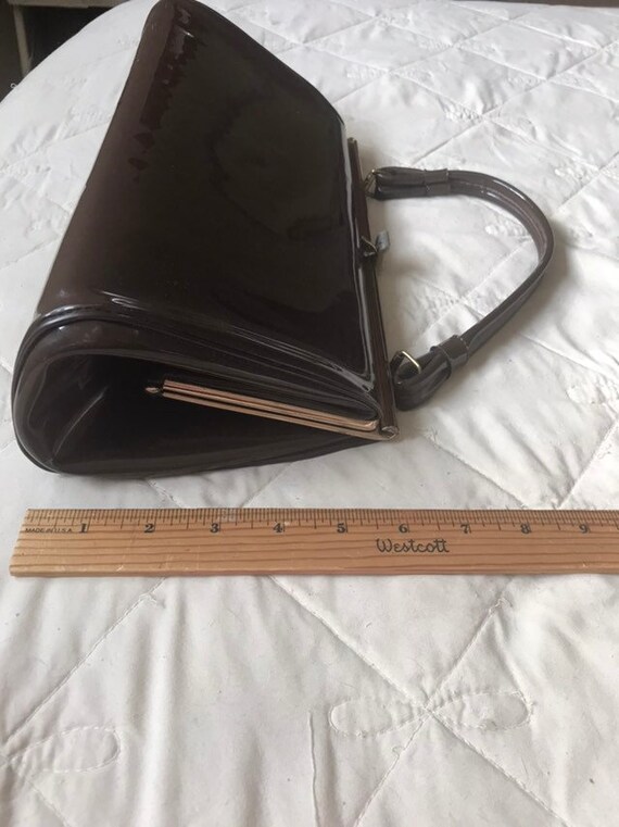 Vintage brown patent leather (or faux patent) hand