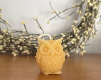 3 Pack - 100% Beeswax Hand Poured Owl Candle