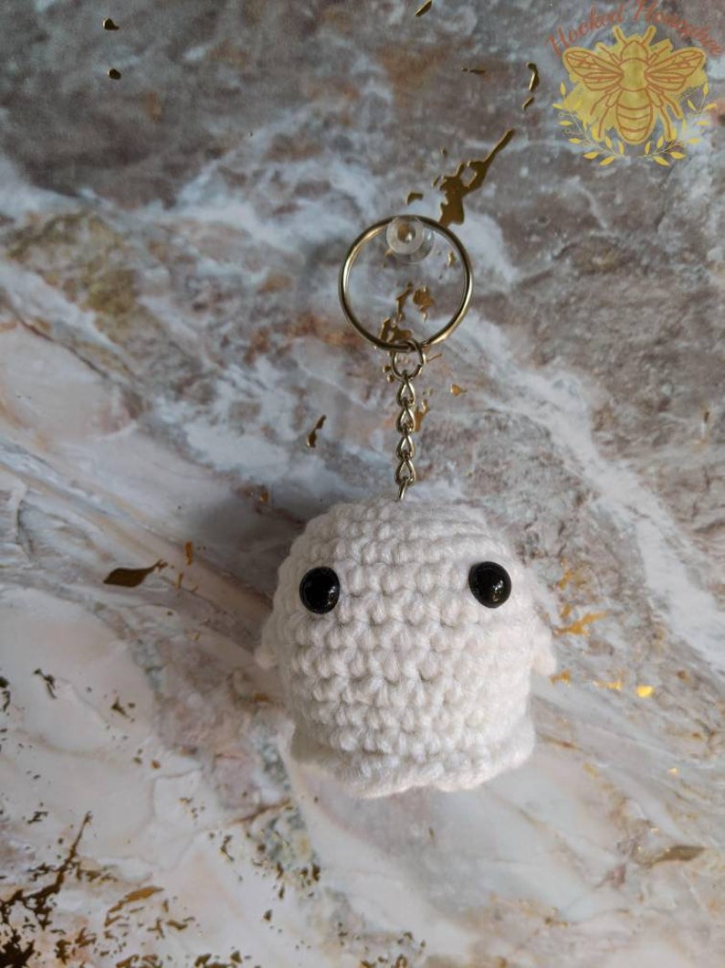 Crochet Mini Ghost Keychain Etsy