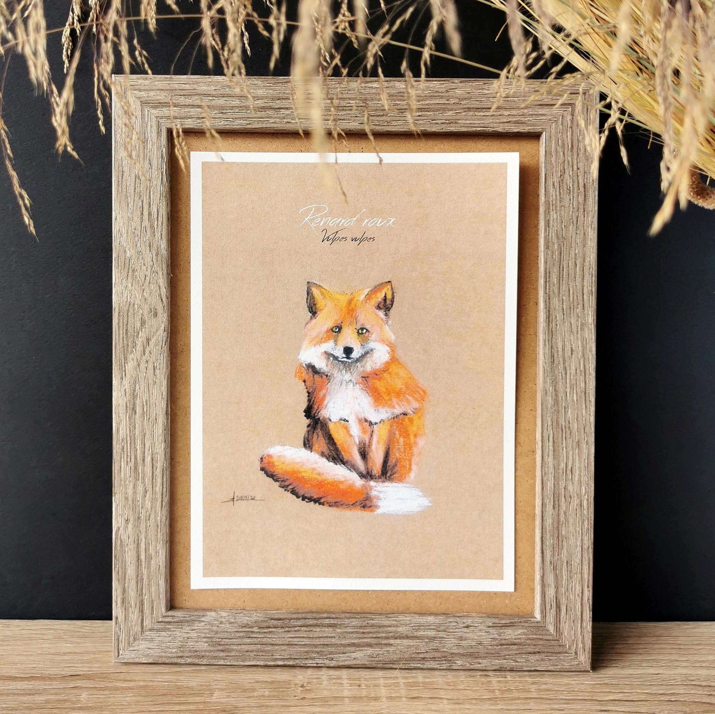 Affiche A5 Renard Carte Décorative Illustration Naturaliste Imprimée Art Mural