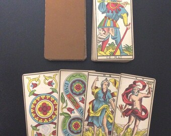 c.1900 Tarot Besançon B.P. Grimaud 77/78 Cards + 1 optional replacement card