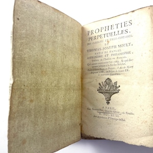c.1741 Prophéties Thomas-Joseph Moult Nostradamus Marbled Boards