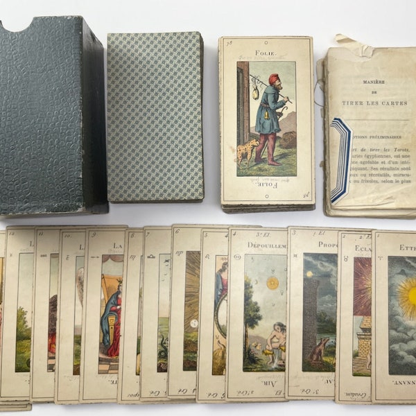 c.1890 Grand Etteilla Grimaud 78 Cards w/ box & booklet