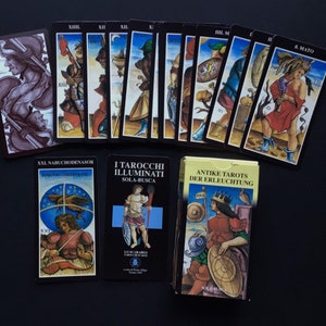 1995 italienische Tarot beleuchtet Sola Busca Lo Scarabeo 78 Karten seltene deutsche Box