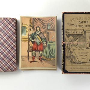 H. 1890 Grand Jeu Lenormand, H. Pussey, 54 Astro Mythologische Karten, Paris, Frankreich