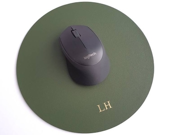 5 Colours Available | Personalised Round Mouse Pads | Home Office Decor | PU Leather | Birthday Present |  Gift