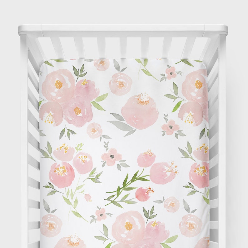 Nursery Decor Set Baby Bedding Bundle Floral Watercolor | Etsy