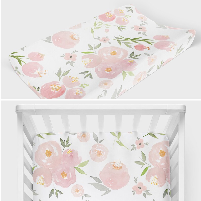 Nursery Decor Set Baby Bedding Bundle Floral Watercolor Etsy