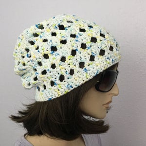 Women Crochet Summer Hat Women Summer Slouchy Beanie in Slightly Color Changing Yarn Women Spring Hat