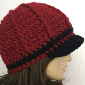 Women Crochet Hat with Visor Women Fall Hat Women Winter Hat Women Baseball Hat Teen Hat Brimmed Beanie Hat