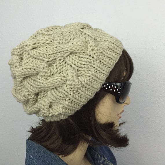 Women Knit Hat Tan Color Women Slouchy Beanie Womens 