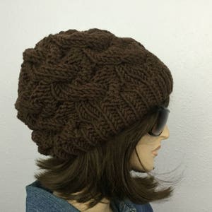 Women Chunky Knit Hat Brown Slouchy Hat Womens Accessories Fall Fashion Winter Hat
