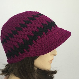 Women Crochet Hat with Visor Women Winter Hat Women Baseball Hat Teen Hat Brimmed Beanie Hat