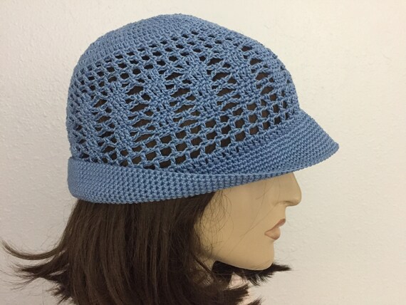 Women Crochet Summer Hat Women Summer Hat in Blue Color 