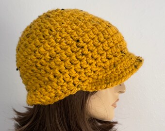Women Crochet Hat with Visor Women Fall Hat Women Winter Hat Women Baseball Hat Teen Hat Brimmed Beanie Hat