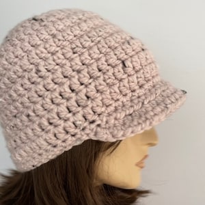 Women Crochet Hat with Visor Women Fall Hat Women Winter Hat Women Baseball Hat Teen Hat Brimmed Beanie Hat