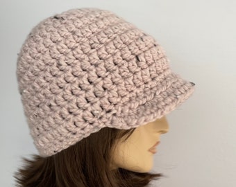 Women Crochet Hat with Visor Women Fall Hat Women Winter Hat Women Baseball Hat Teen Hat Brimmed Beanie Hat