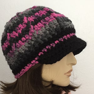 Women Crochet Hat with Visor Women Fall Hat Women Winter Hat Women Baseball Hat Teen Hat Brimmed Beanie Hat