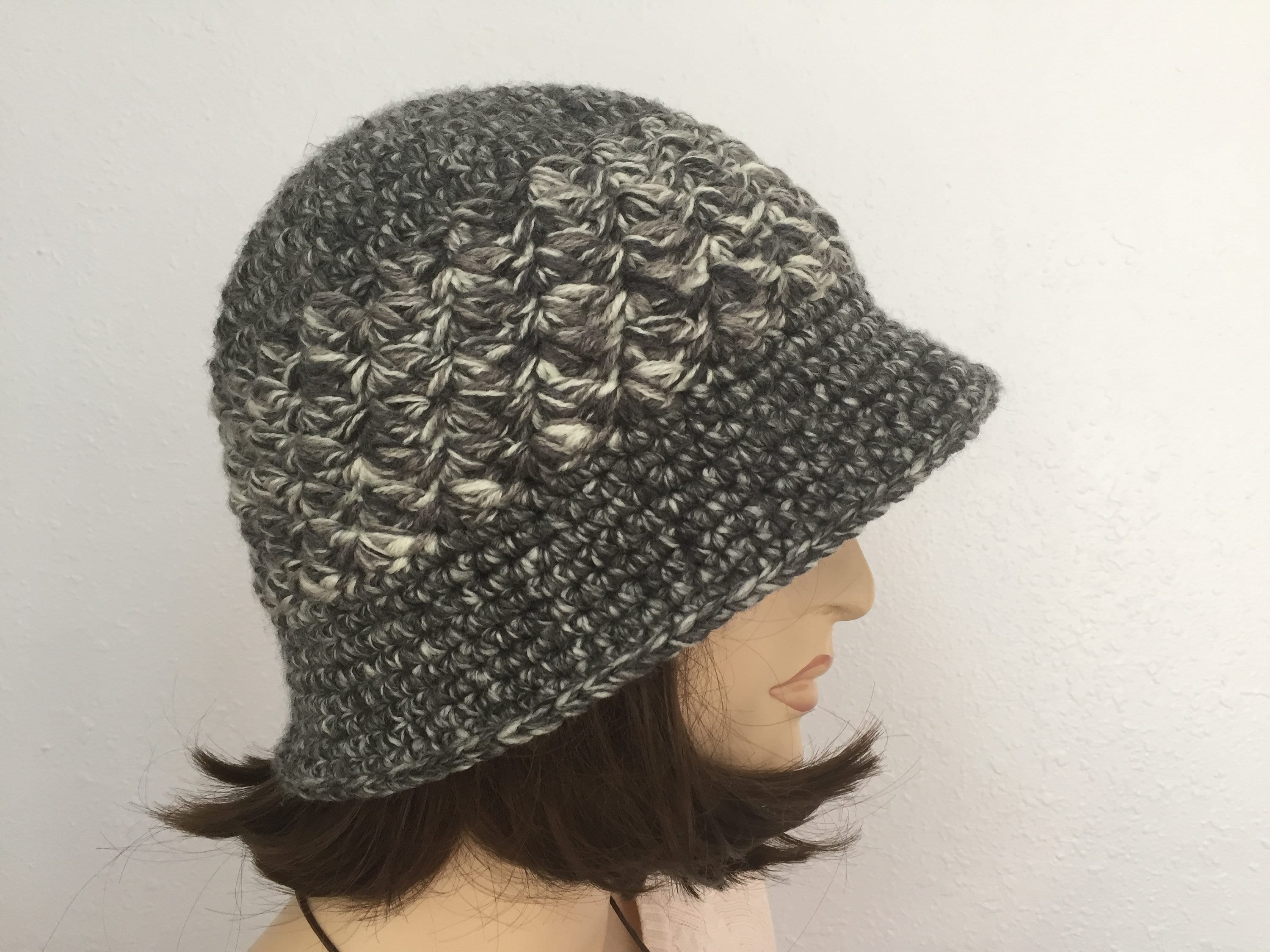 Women Crochet Hat in Gray Shades Color Women Winter 