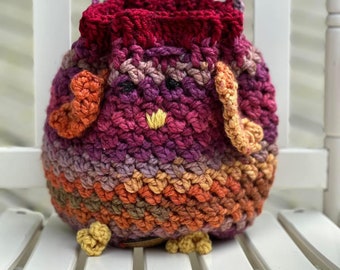 Chicken drawstring purse|crochet chicken purse| Chicken purse