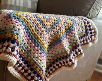 Granny square blanket| Multi color baby blanket| crochet baby blanket