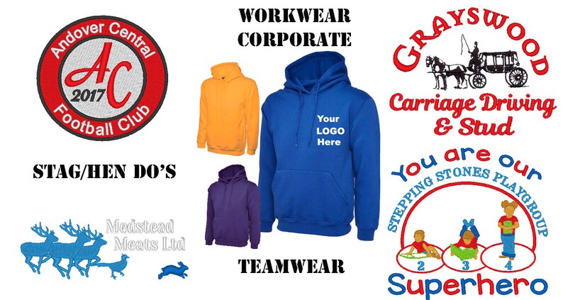 Custom Printed Hoodie Workwear Unisex Hoody Personalised Stag//Hen Event Hoodies