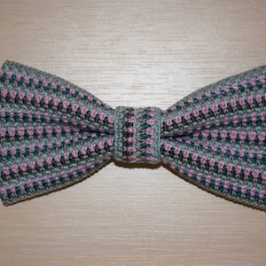 Crochet bow tie FROZEN stripped multicolor grey, pink and sea color  PDF pattern
