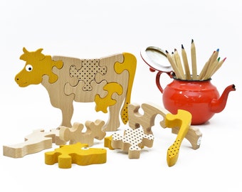 Wooden cow puzzle for children