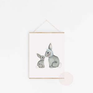 WATERCOLOUR BUNNY Art Print - Easter Art | Rabbit Bunnies | Neutral nursery art | Baby Room - Printable Download Digital file