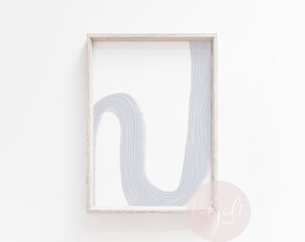 DIGITAL DOWNLOAD | Minimalist Line Art Print | Blue Grey Neutral | Abstract Contemporary | Mid Century | Scandinavian | Nursery Living Room