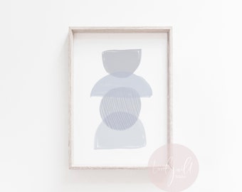 DIGITAL DOWNLOAD | Minimalist Line Art Print | Blue Grey Neutral | Abstract Contemporary | Mid Century | Scandinavian | Nursery Living Room